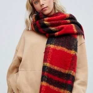 Berksha Red Plaid Oversized Scarf